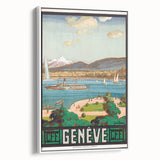Vintage Geneva Travel Poster - Swiss Lake & Mountains Art Print