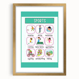 Children's Learning Art Prints - Sports Activity Chart