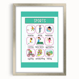 Children's Learning Art Prints - Sports Activity Chart