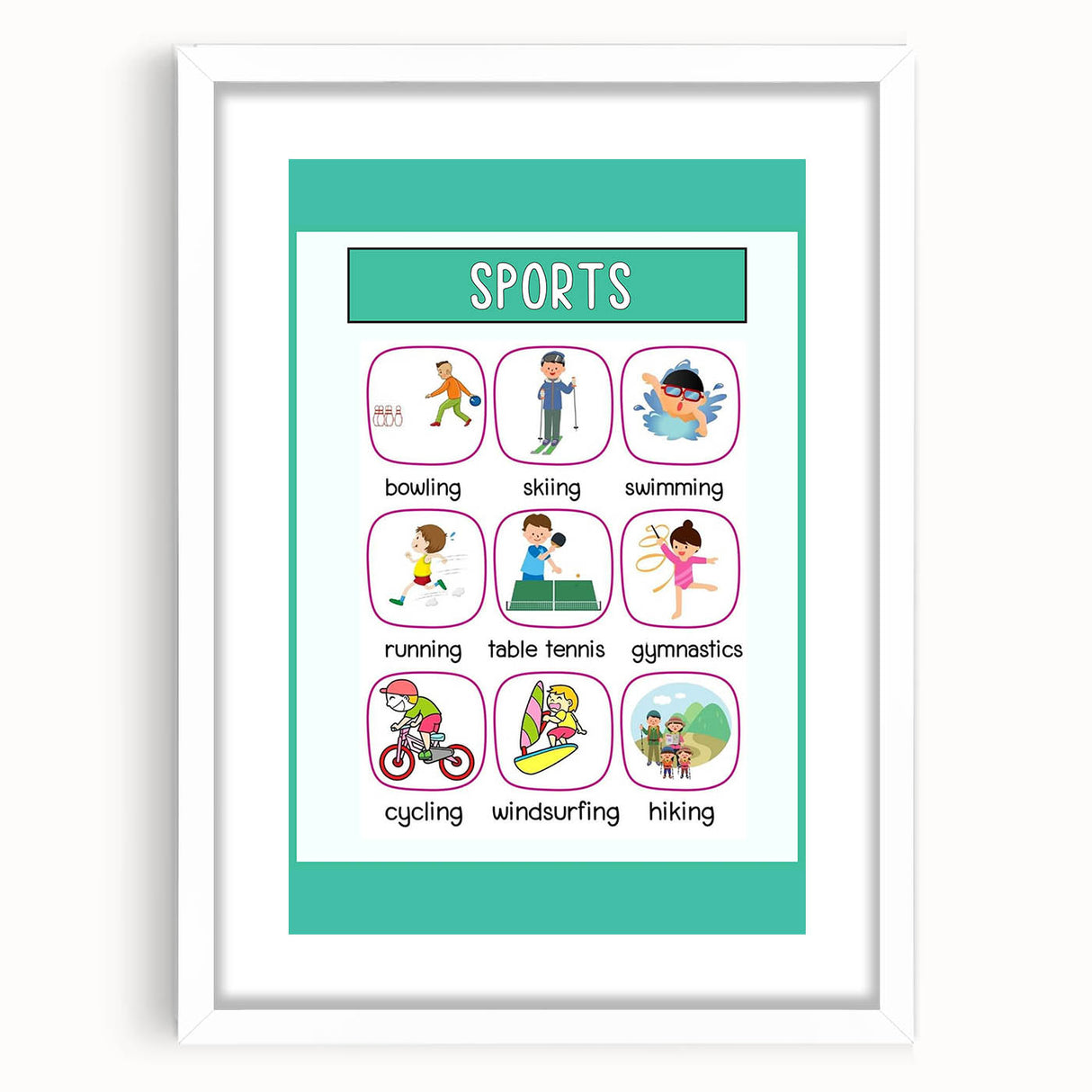 Children's Learning Art Prints - Sports Activity Chart