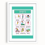 Children's Learning Art Prints - Sports Activity Chart
