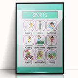Children's Learning Art Prints - Sports Activity Chart