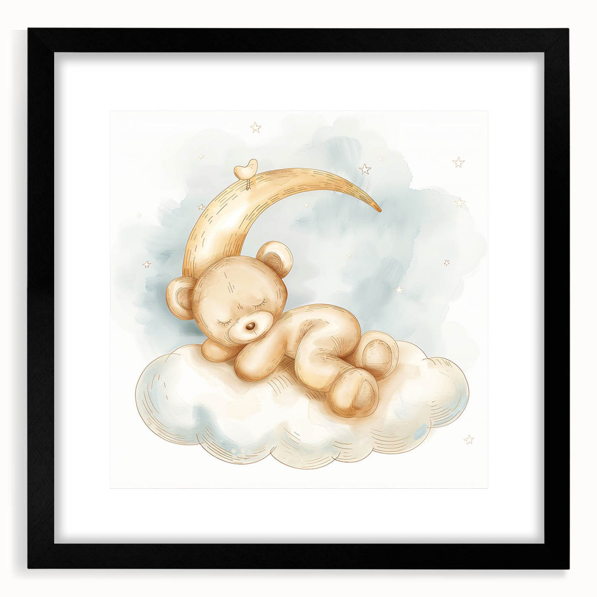 Sleepy Bear - Kids Room Wall Art Canvas and Framed Options