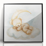 Sleepy Bear - Kids Room Wall Art Canvas and Framed Options