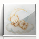 Sleepy Bear - Kids Room Wall Art Canvas and Framed Options