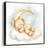 Sleepy Bear - Kids Room Wall Art Canvas and Framed Options