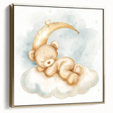 Sleepy Bear - Kids Room Wall Art Canvas and Framed Options