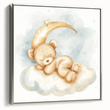 Sleepy Bear - Kids Room Wall Art Canvas and Framed Options