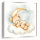 Sleepy Bear - Kids Room Wall Art Canvas and Framed Options
