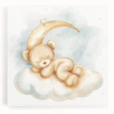 Sleepy Bear - Kids Room Wall Art Canvas and Framed Options
