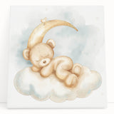 Sleepy Bear - Kids Room Wall Art Canvas and Framed Options