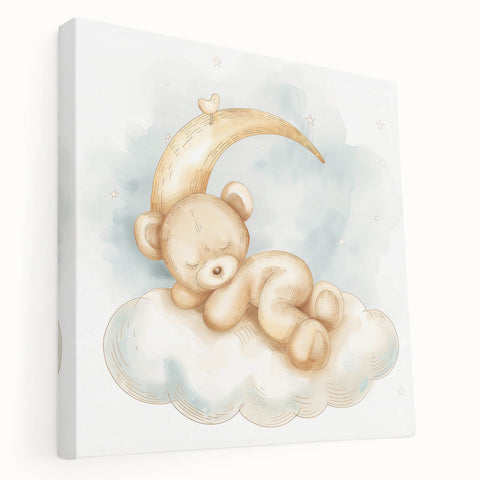 Sleepy Bear - Kids Room Wall Art Canvas and Framed Options