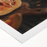 Art deco poster featuring autumnal forest scene in orange and brown tones on rolled canvas, suitable for dining room decor.