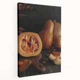 Large stretched canvas depicting a fall-themed landscape in warm orange and red tones, suitable for kitchen wall art.