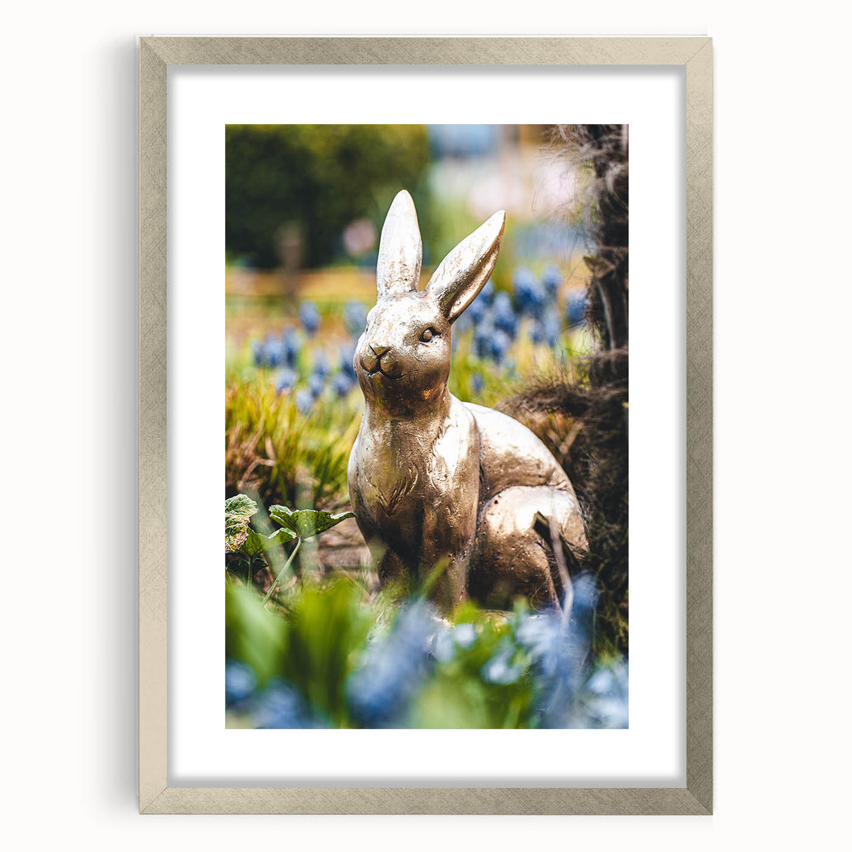 Textured abstract art print featuring spring-themed colors on a silver-framed canvas, suitable for bedroom wall decor.