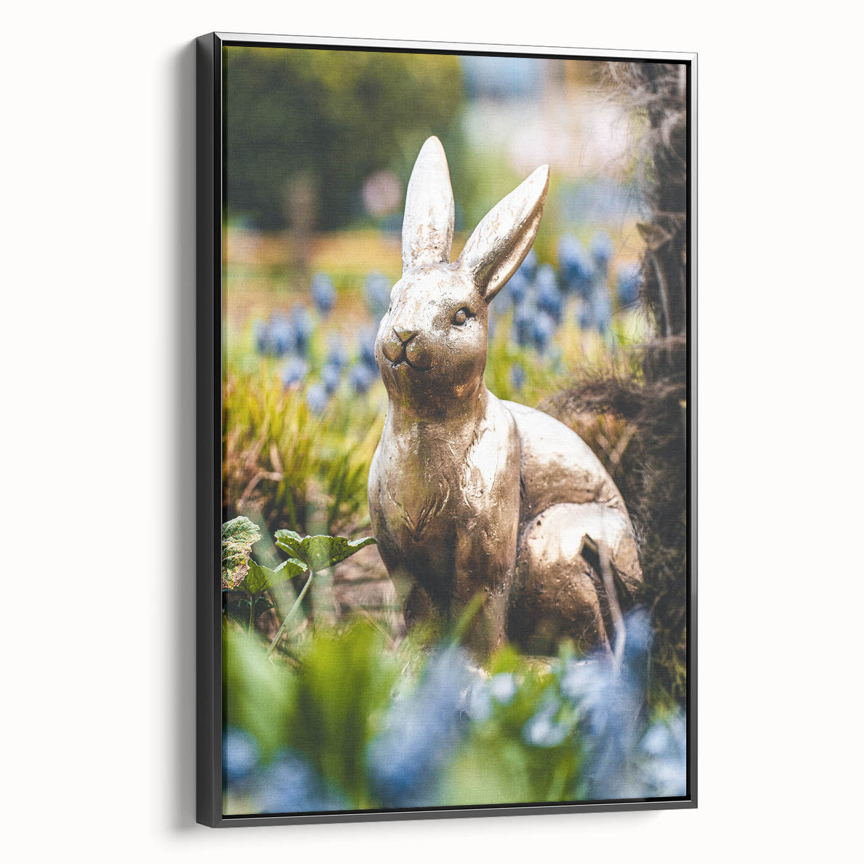 Black and white vintage poster art of a spring landscape on framed canvas, suitable for bedroom decor.