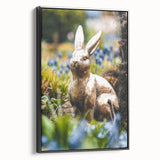 Black and white vintage poster art of a spring landscape on framed canvas, suitable for bedroom decor.