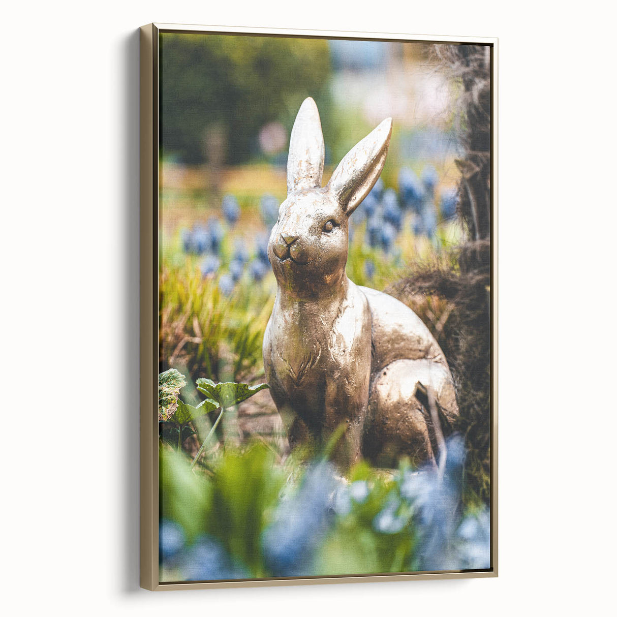 Framed canvas depicting a vintage landscape with gold accents, ideal for bedroom wall art.