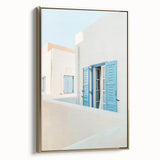 Framed canvas depicting a summer landscape with vibrant green and gold tones, ideal for bedroom wall decor.