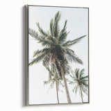 A vintage-style landscape art painting on framed canvas, featuring vibrant summery hues and a black border.