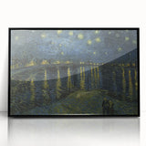 Large abstract wall art print featuring swirling blue and yellow patterns on a framed acrylic.