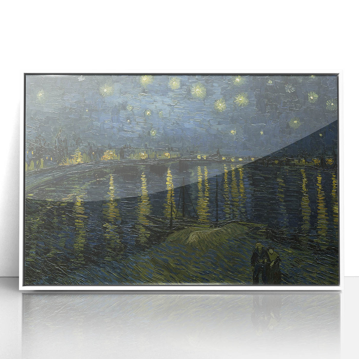 Mid-century modernist art deco poster featuring a stylized Van Gogh portrait in acrylic, ideal for nursery wall art.