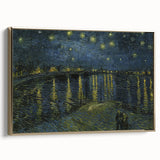 Framed canvas of a Van Gogh landscape painting in muted earth tones, ideal for bedroom wall art.
