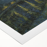 Art deco poster featuring a geometric pattern in muted gold and navy, printed on rolled canvas.