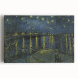 Black and white stretched canvas depicting Van Gogh's Starry Night, ideal for kitchen wall art or bedroom ambiance.
