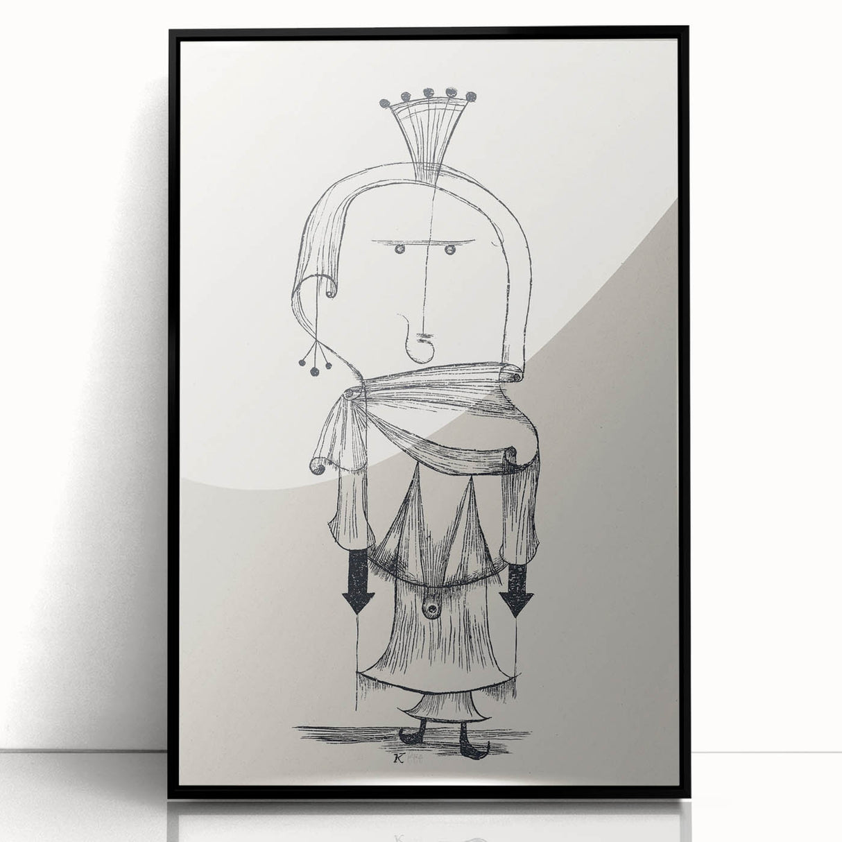 Witch with a Comb Wall Art - Abstract Minimalist Print by Paul Klee