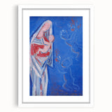 Modern Abstract Madonna - Blue Contemporary Wall Art for Home Decor