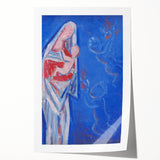Modern Abstract Madonna - Blue Contemporary Wall Art for Home Decor