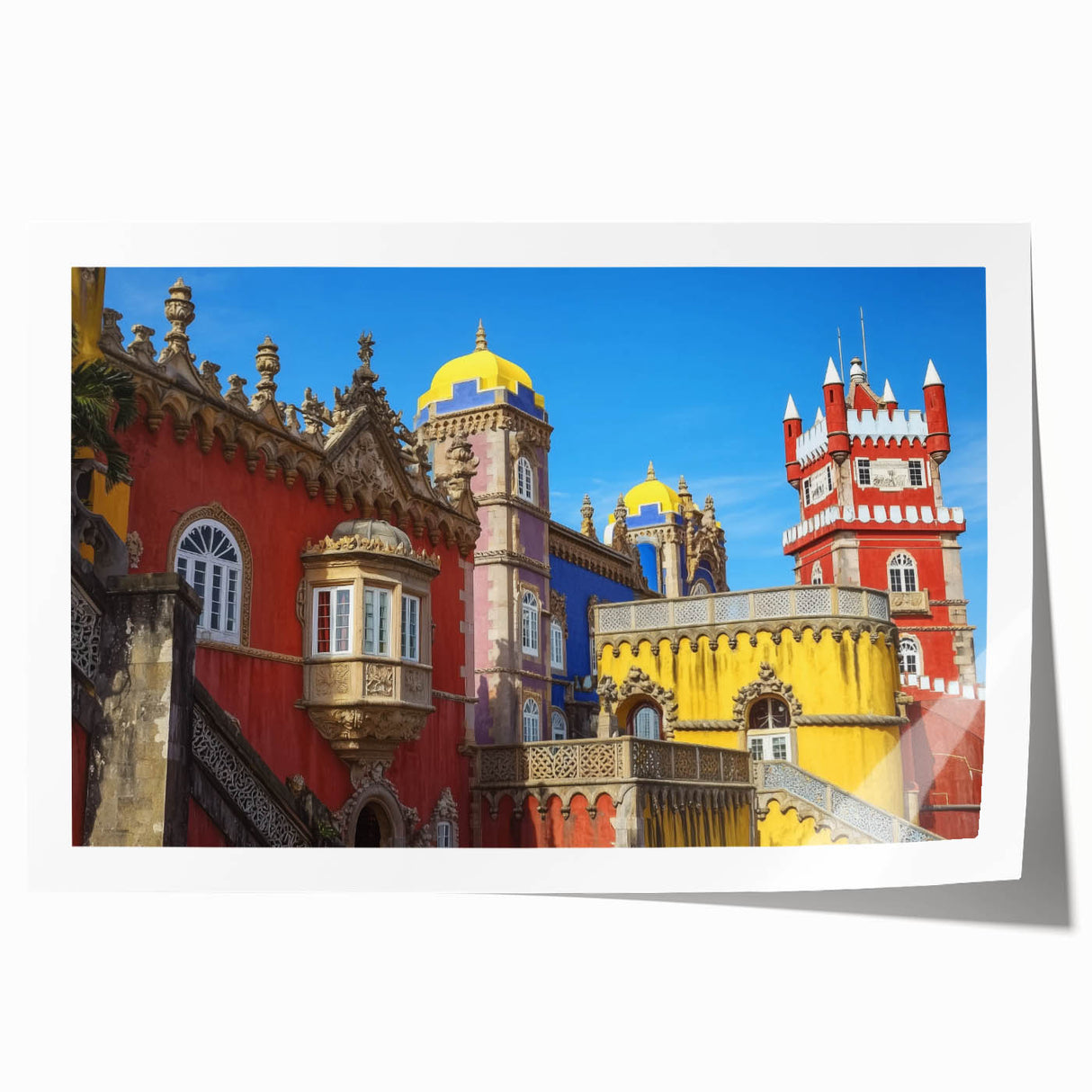 Rolling landscape print showcasing a majestic castle surrounded by lush greenery, presented in a rolled format for easy display, ideal for home decor enthusiasts.