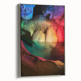 Framed canvas artwork showcasing a stunning landscape with textured details, featuring a silver side view, perfect for enhancing modern home decor aesthetics.