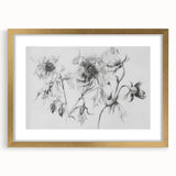 Black & White Floral Living Room Wall Art - Modern Canvas Prints