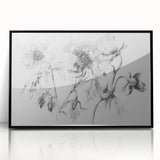Black & White Floral Living Room Wall Art - Modern Canvas Prints