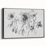 Black & White Floral Living Room Wall Art - Modern Canvas Prints