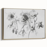 Black & White Floral Living Room Wall Art - Modern Canvas Prints