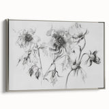 Black & White Floral Living Room Wall Art - Modern Canvas Prints