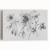 Black & White Floral Living Room Wall Art - Modern Canvas Prints