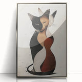 Framed abstract figurative art piece in silver acrylic, showcasing a modern design with fluid shapes and vibrant colors, ideal for contemporary home decor.