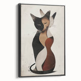 Abstract figurative art canvas in a sleek black frame, showcasing fluid shapes and bold colors, ideal for modern home decor and artistic expression.