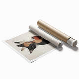 Abstract figurative art print showcasing vibrant colors and dynamic shapes, rolled for easy transport and storage, perfect for modern home decor.