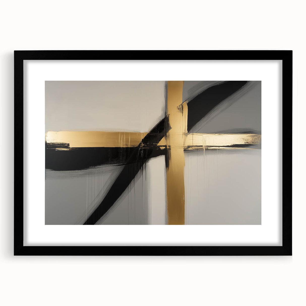 Black geometric frame with a modern abstract design, showcasing a mat interior, perfect for contemporary art displays or home decor. Ideal for enhancing any living space aesthetic.