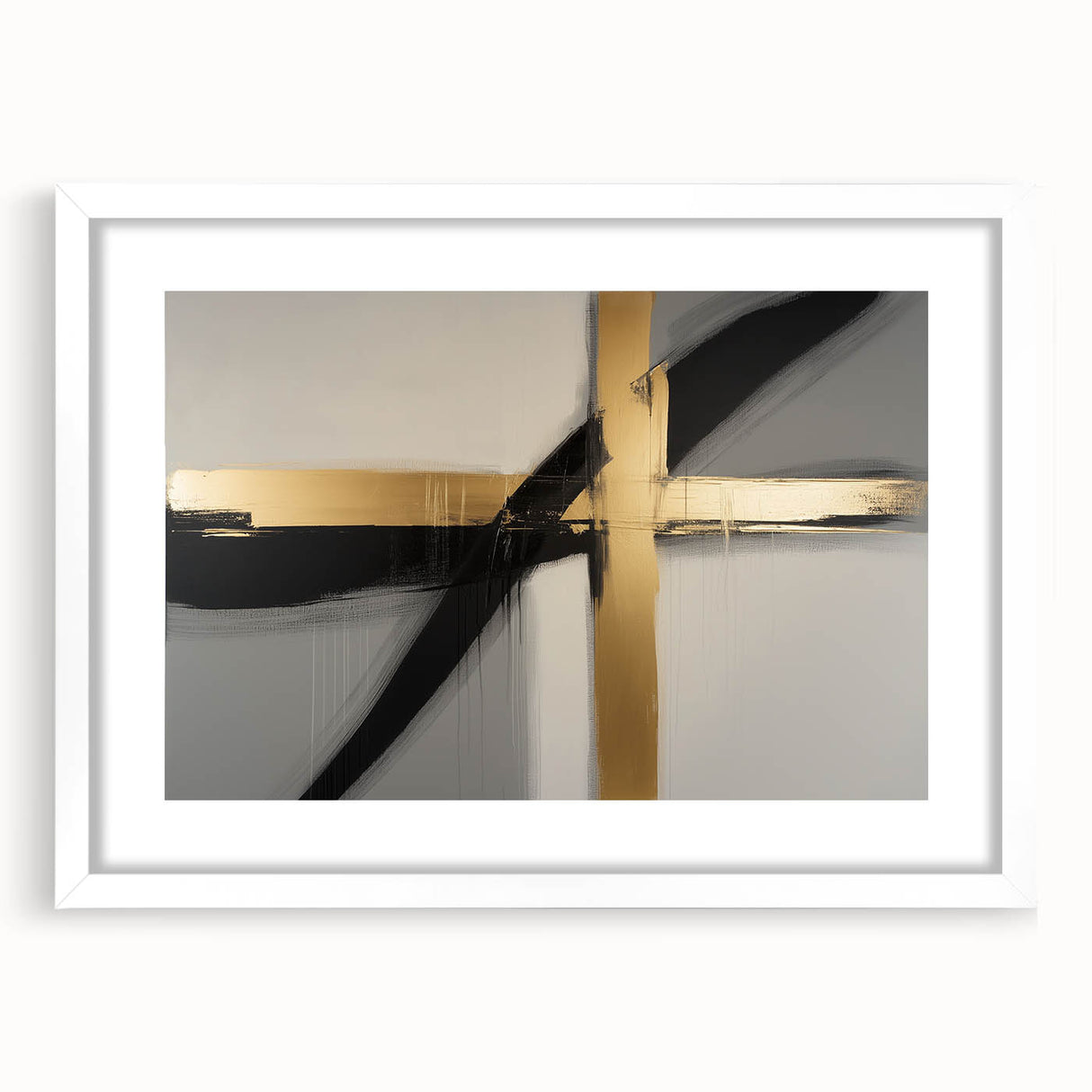 Abstract geometric frame with a white mat, showcasing a modern design in a front view perspective, ideal for home decor or art displays. The frame features sleek lines and a minimalist aesthetic, perfect for enhancing contemporary interiors.