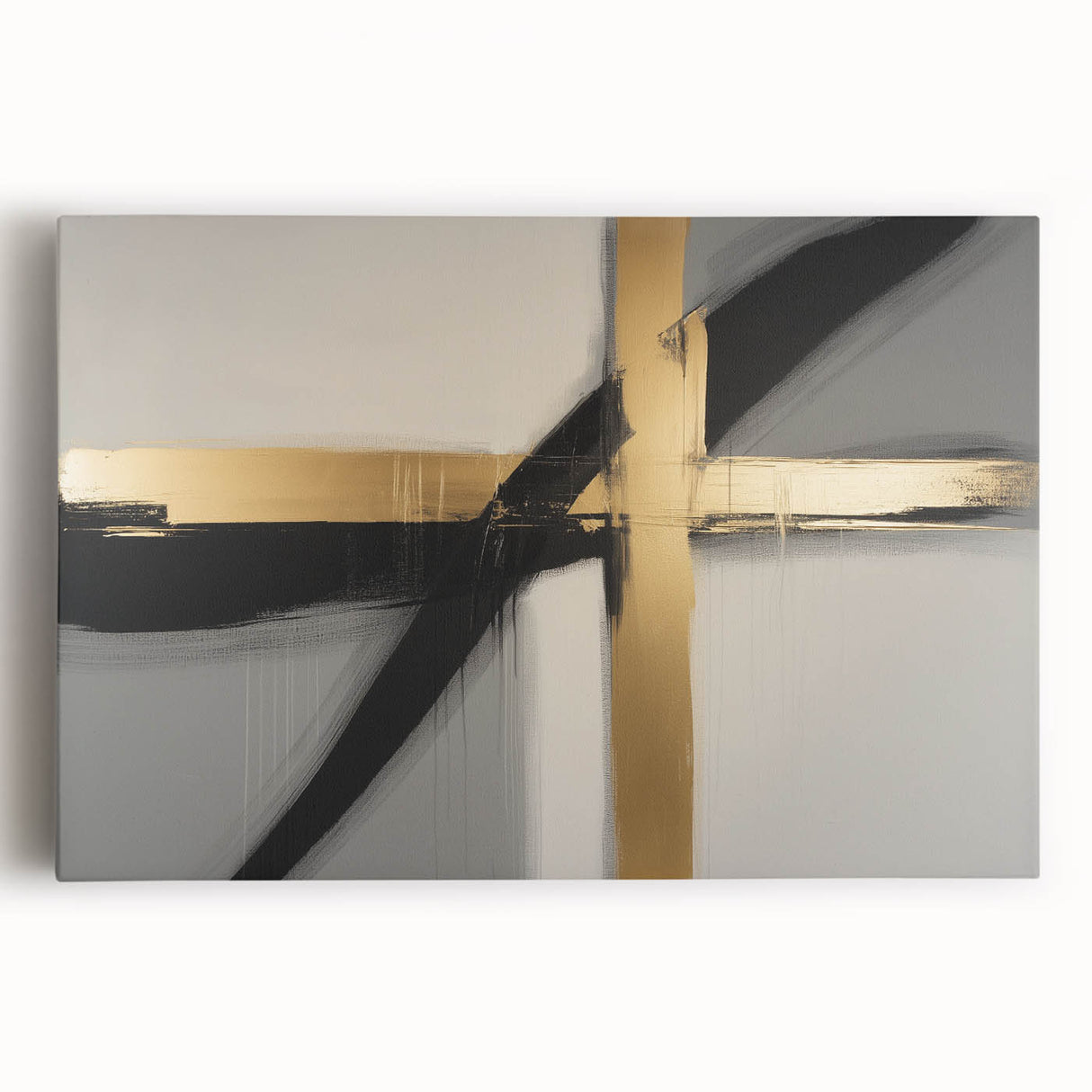 Abstract geometric stretched canvas artwork in vibrant colors, showcasing bold shapes and patterns, ideal for modern home decor and artistic spaces.