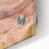 Abstract landscape wall art close-up showcasing vibrant colors and fluid brushstrokes on acrylic glass, perfect for modern home decor or office spaces.