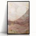 Framed acrylic wall art showcasing an abstract landscape design with vibrant colors and intricate patterns, set in a sleek black frame, ideal for modern home decor.