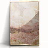 Framed abstract landscape wall art featuring vibrant gold accents and a modern design, perfect for enhancing contemporary home decor with a touch of elegance.