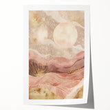 Abstract landscape wall art print showcasing vibrant colors and fluid shapes, rolled for easy shipping. Ideal for modern home décor and artistic interiors.